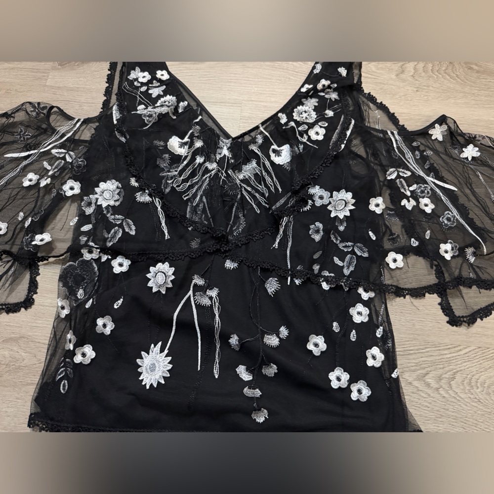 Kobi Halperin Black and White Floral Lace Blouse - Picture 5 of 11